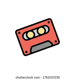 Cassette icon. Simple color with outline vector elements of rock n roll icons for ui and ux, website or mobile application