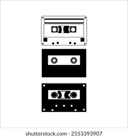 Cassette icon. Stylish vintage cassette vector. Vector colored old audio cassette. Cassette tape simple icon. Music recording vector.