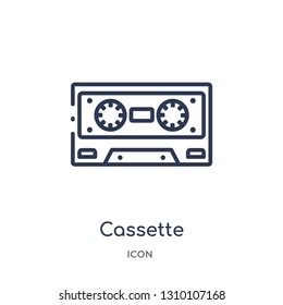 cassette icon from summer outline collection. Thin line cassette icon isolated on white background.