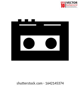 Cassette icon vector in flat design. Eps10 vector illustration.