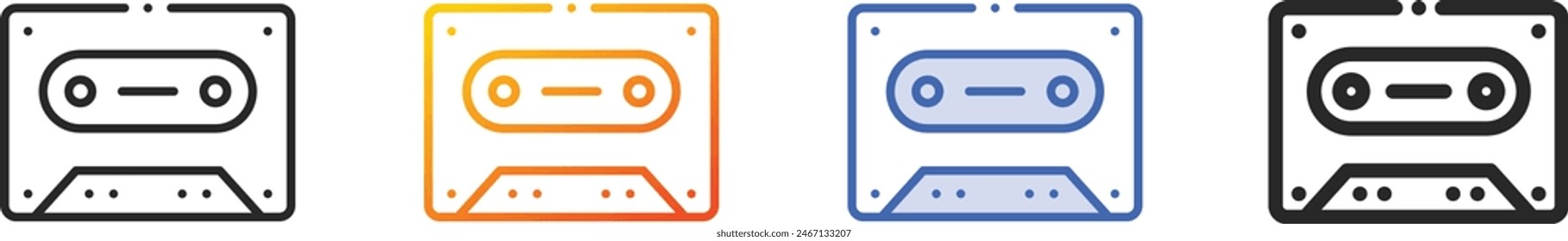 cassette icon.Thin Linear, Gradient, Blue Stroke and bold Style Design Isolated On White Background