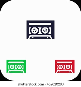 Cassette Illustration set. Blue, green, red icon.