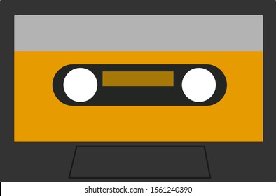 Cassette, illustration, vector on white background.