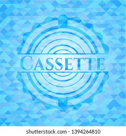 Cassette light blue emblem with triangle mosaic background