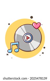 Cassette with love and icon music cartoon illustration