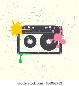 Cassette music old fashion. Retro and vintage technology concept represented by Cassette icon.