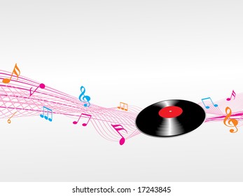 cassette con notas musicales, ilustración