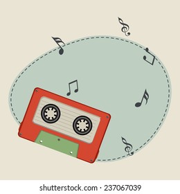 Cassette with musical notes and space for your message.