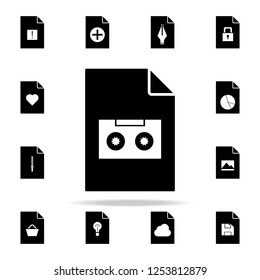 cassette on document icon. File and documents icons universal set for web and mobile