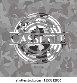 Cassette on grey camo pattern