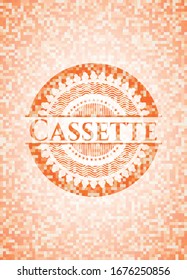 Cassette orange mosaic emblem with background