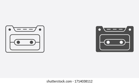 Cassette outline and filled vector icon sign symbol