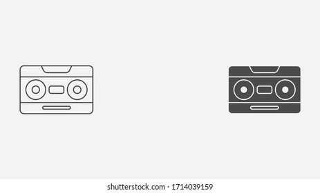 Cassette outline and filled vector icon sign symbol
