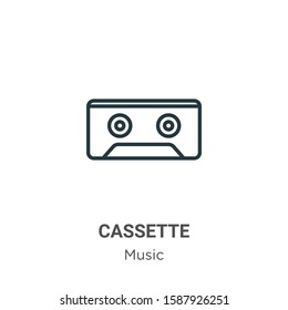 Cassette outline vector icon. Thin line black cassette icon, flat vector simple element illustration from editable music concept isolated on white background