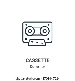 Cassette outline vector icon. Thin line black cassette icon, flat vector simple element illustration from editable summer concept isolated stroke on white background