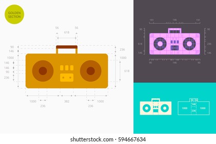 cassette player color icon (golden section)