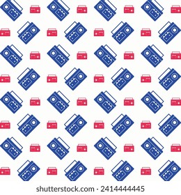 Cassette Player creative design repeating trendy pattern vector illustration background