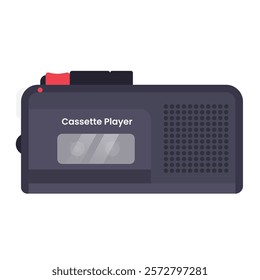 Cassette Player Flat Illustration. Clean Icon Design Element on Isolated White Background