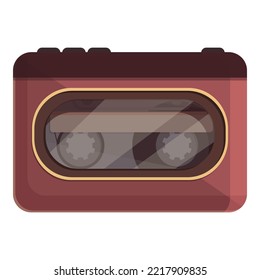 Vector de dibujos animados de iconos del reproductor de cassette. Música de radio. Cinta de audio