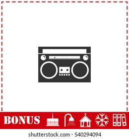 Cassette player icon flat. Simple vector symbol and bonus icon