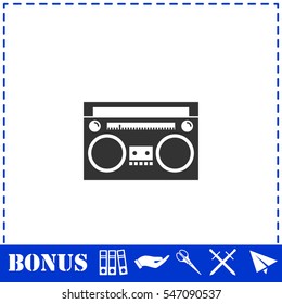 Cassette player icon flat. Simple vector symbol and bonus icon