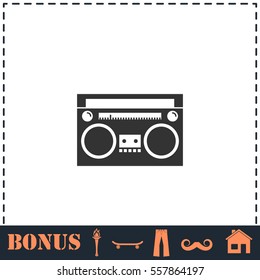 Cassette player icon flat. Simple vector symbol and bonus icon