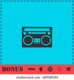 Cassette player icon flat. Simple vector symbol and bonus icon