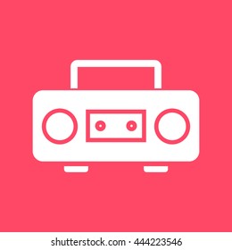 Cassette Player icon on magenta color background. Eps-10.