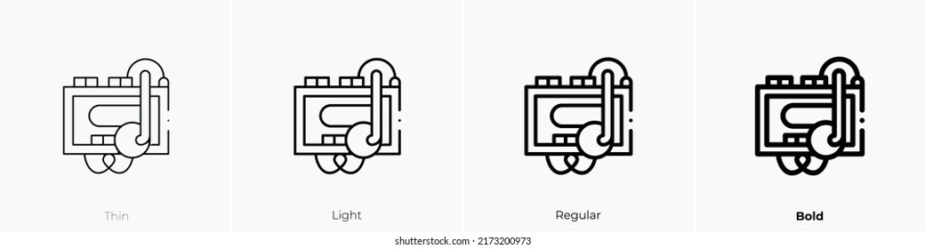 cassette player icon. Thin, Light Regular And Bold style design isolated on white background