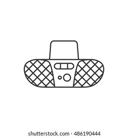 Cassette player icon in thin outline style. Music dance party audio stereo mini compo