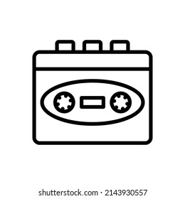 Cassette Player Icon. Vintage Magnetic Audio Cassette Player. Vector sign in simple style isolated on white background.