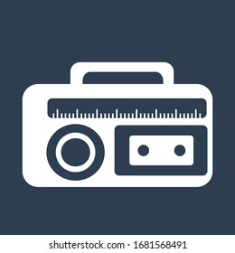 Cassette player icon. For websites and apps. Image on black background. Flat line vector illustration. EPS 10