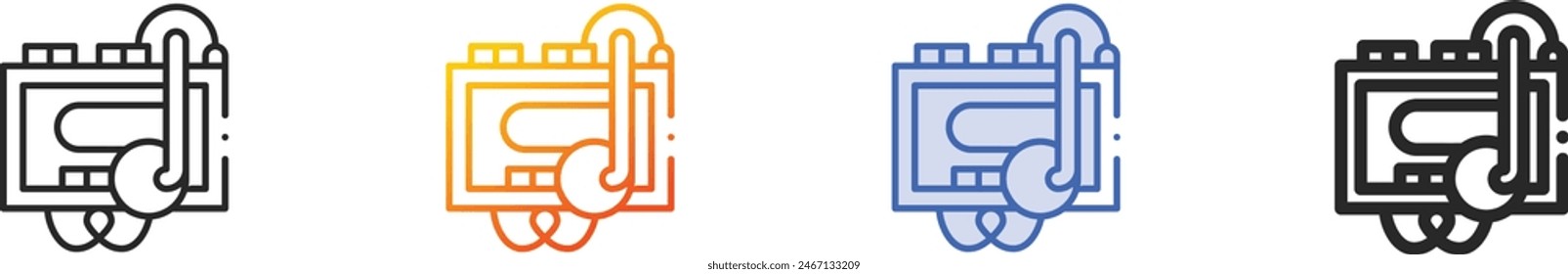 cassette player icon.Thin Linear, Gradient, Blue Stroke and bold Style Design Isolated On White Background