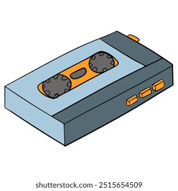 cassette player illustration hand drawn isolated vector