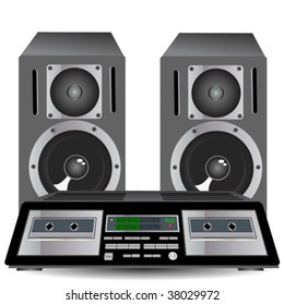 Cassette player with loudspeakers