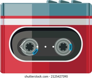 Cassette player in red-gray color. vector illustration
