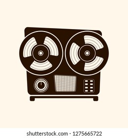 Cassette player retro style .Vector icon.On light background.