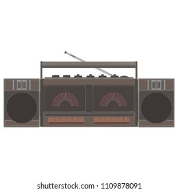 Cassette player retro vector music tape vintage audio radio illustration background
