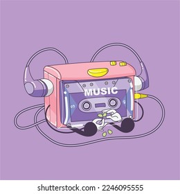 cassette player sits picking leaves while listening to songs