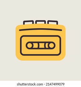 Icono vector del reproductor de cassette. Signo musical. Símbolo gráfico para el diseño de aplicaciones y sitios web de música y sonido, logotipo, aplicación, interfaz de usuario