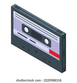 Cassette playlist icon. Isometric of cassette playlist vector icon for web design isolated on white background