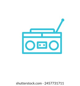 Cassette radio portable player device. Isolated on white background. 