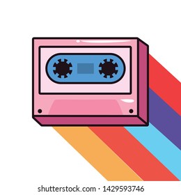 cassette rainbow comic pop art on white background