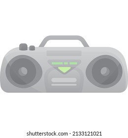 Cassette record player icon retro boombox vector. Music tape recorder isolated on white background. Disco audio equipment