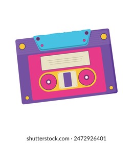 Cassette record retro style, music tape retro audio cassette.