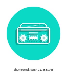 cassette recorder icon in badge style. One of Music Instruments collection icon can be used for UI, UX