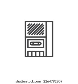 Icono de línea de grabadora de casete. signo de estilo lineal para concepto móvil y diseño web. Icono de vector de contorno de reproductor de cinta retro. Símbolo, ilustración del logotipo. Gráficos vectoriales
