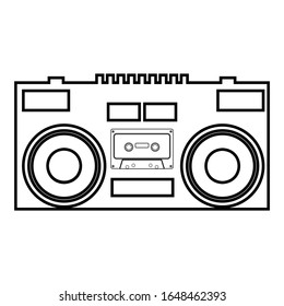Cassette recorder Mobile stereo music icon outline black color vector illustration flat style image