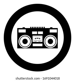 Cassette recorder Mobile stereo music icon in circle round black color vector illustration flat style image