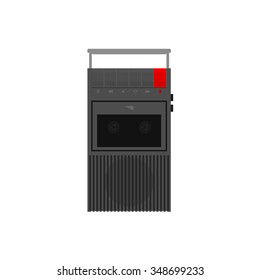 Cassette recorder vector flat design. Retro sound equipment.